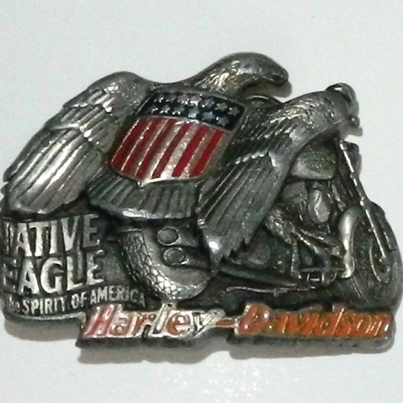 BARON 1993 HARLEY-DAVIDSON MOTORCYCLES NATIVE EAGLE SPIRIT AMERICA BELT BUCKLE - Picture 6 of 9